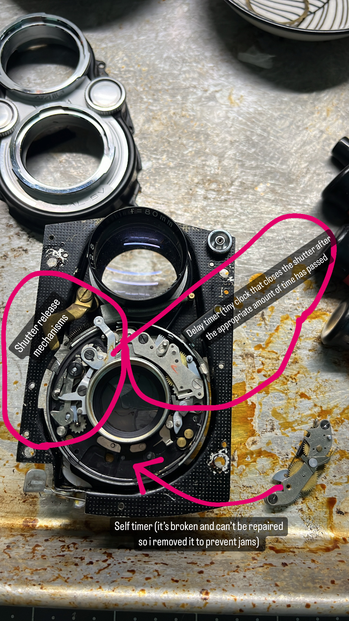 yashica 24 with shutter mechanism opened up